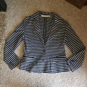 Navy & White Striped Dress Jacket